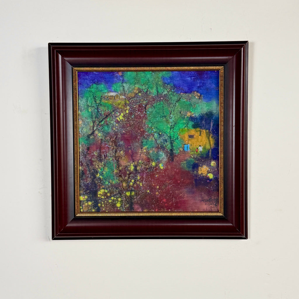 Mysterious yellow house   oil painting