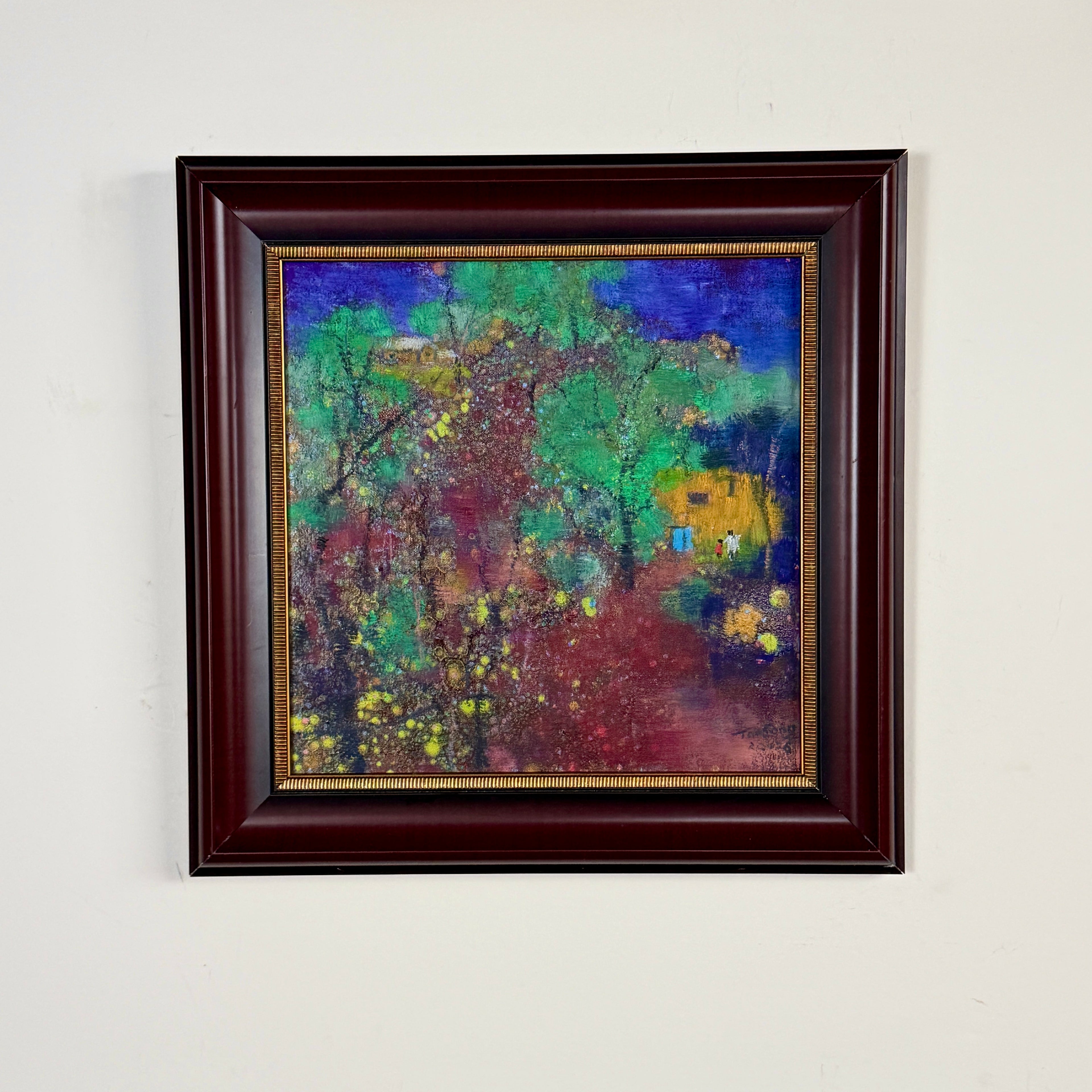 Mysterious yellow house   oil painting