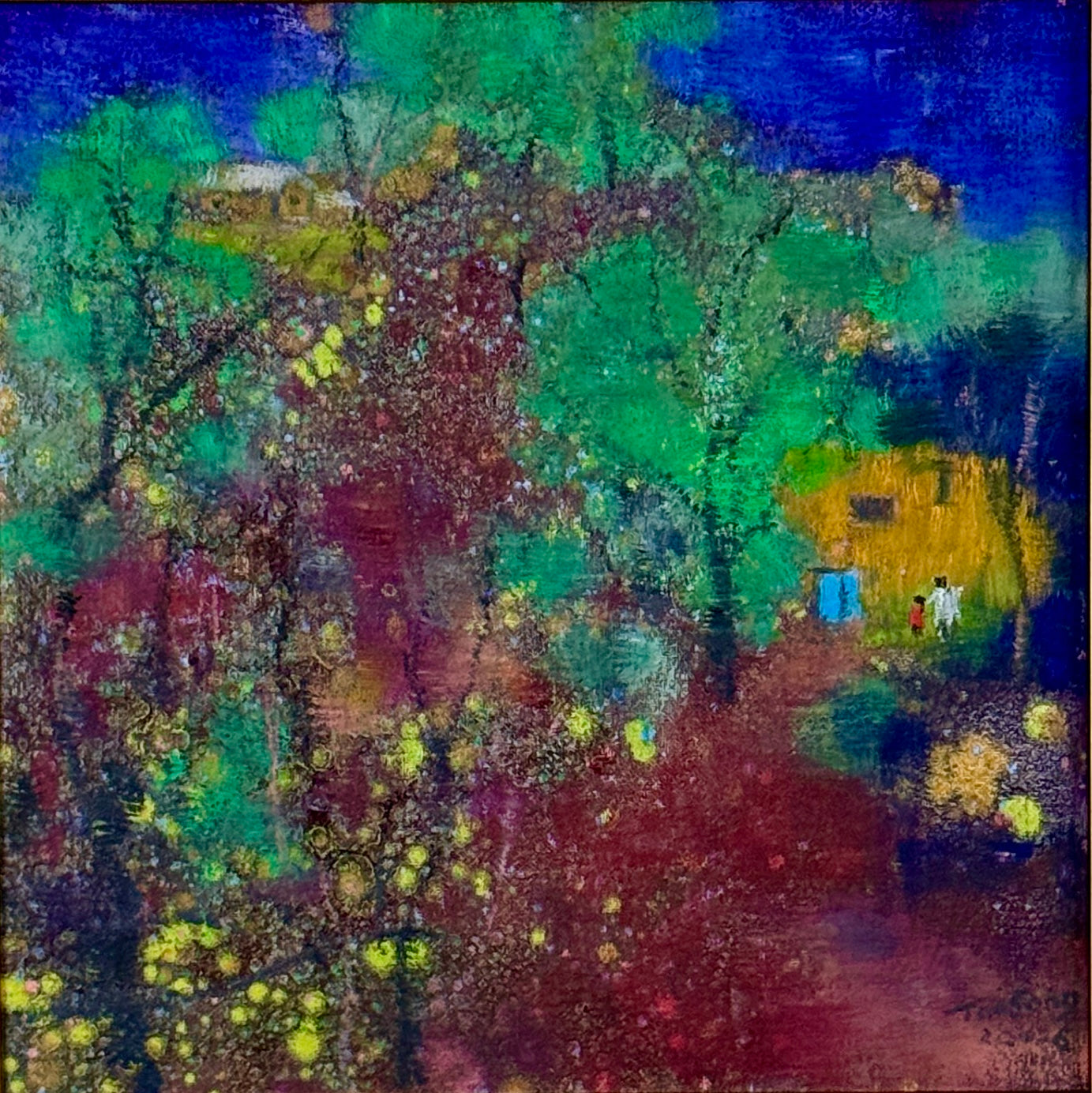 Mysterious yellow house   oil painting